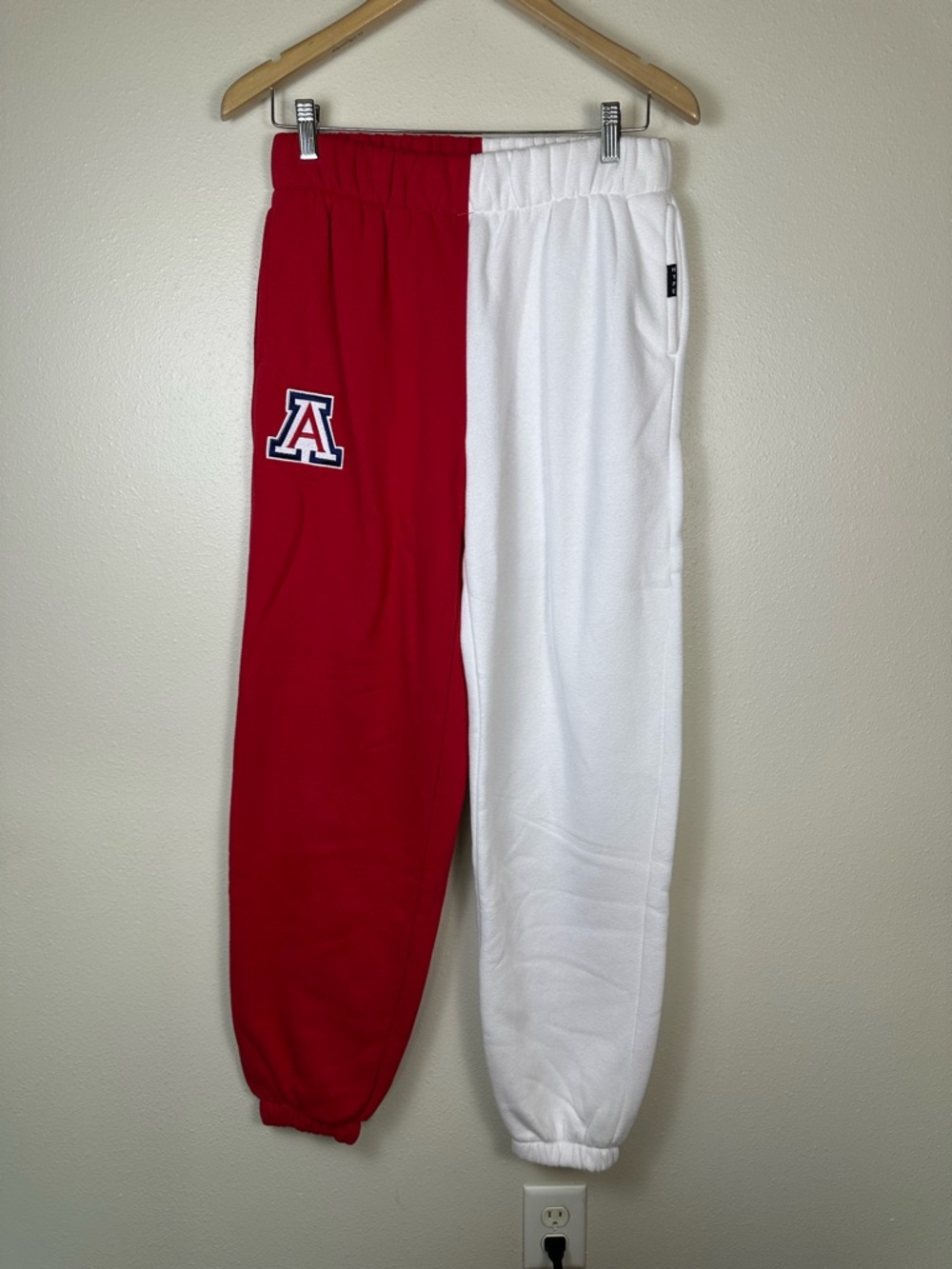 HYPE AND VICE Collegiate Arizona Colorblock Red & White Sweatpants